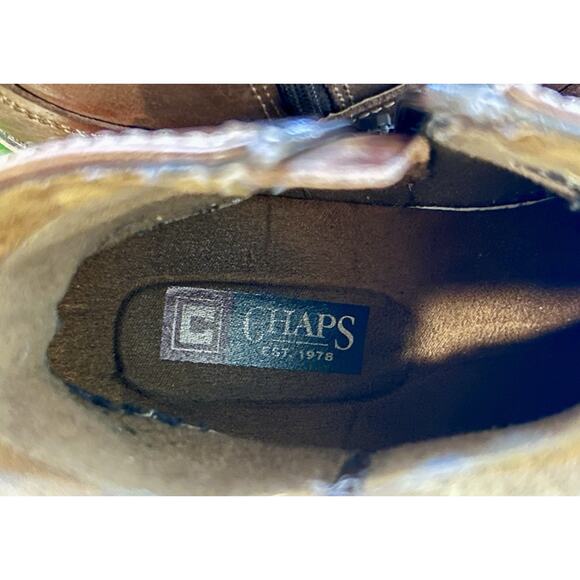 Chaps Men's Ankle Boots Buckle Strap & zipper 10M Genuine Leather Dark Brown VTG - Picture 7 of 12